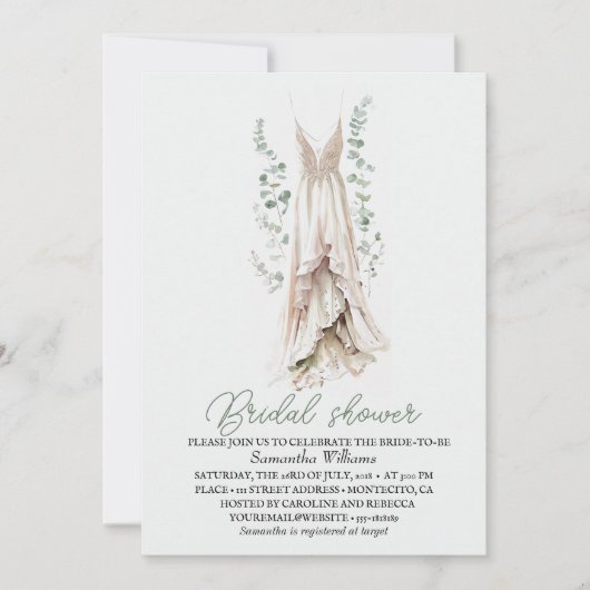 Elegant Eucalyptus Greenery Bridal Shower  Kaart (Voorkant)
