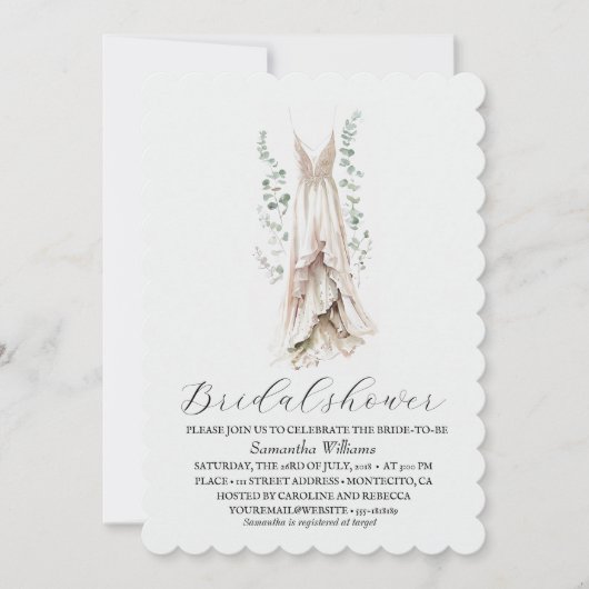 Elegant Eucalyptus Greenery Bridal Shower  Kaart (Voorkant)