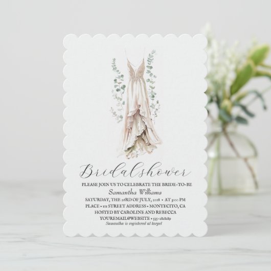 Elegant Eucalyptus Greenery Bridal Shower  Kaart (Staand voorkant)