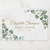 Elegant Eucalyptus Greenery Bridal Shower Sparkling Wijnetiket (Enkel label)