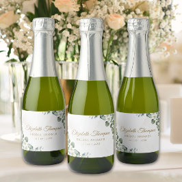 Elegant Eucalyptus Greenery Bridal Shower Sparkling Wijnetiket