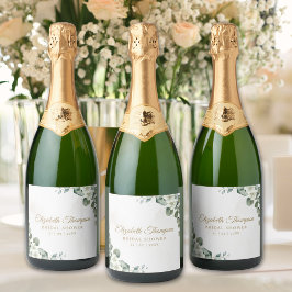 Elegant Eucalyptus Greenery Bridal Shower Sparkling Wijnetiket