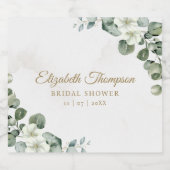 Elegant Eucalyptus Greenery Bridal Shower Sparkling Wijnetiket (Enkel label)