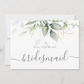 Elegant Eucalyptus Greenery Bridesmaid Voorstel Kaart (Voorkant)