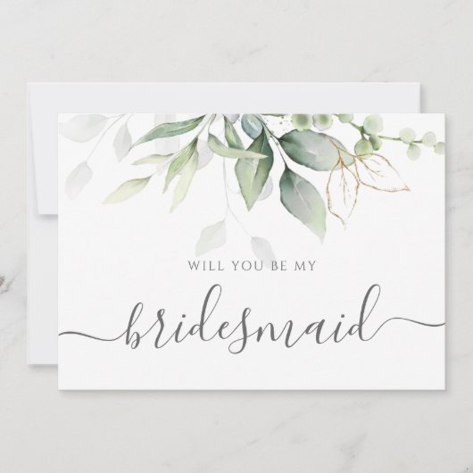 Elegant Eucalyptus Greenery Bridesmaid Voorstel Kaart (Voorkant)