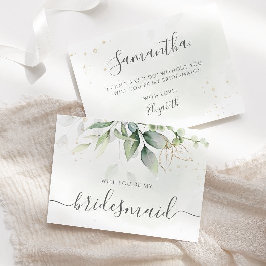 Elegant Eucalyptus Greenery Bridesmaid Voorstel Kaart