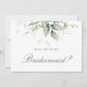 Elegant Eucalyptus Greenery Bridesmaid Voorstel Kaart (Voorkant)