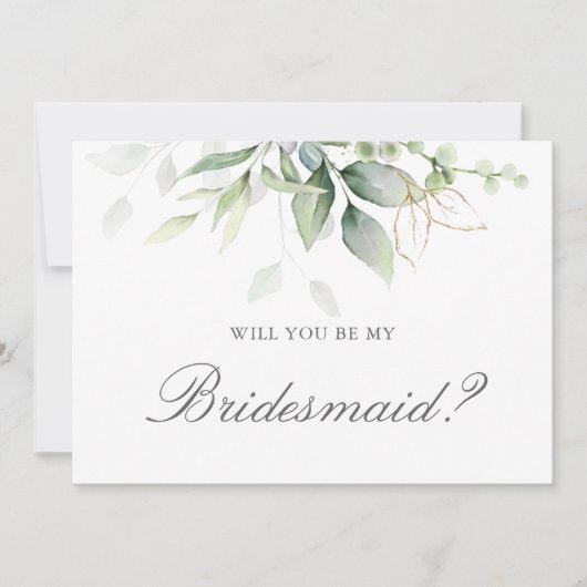 Elegant Eucalyptus Greenery Bridesmaid Voorstel Kaart (Voorkant)