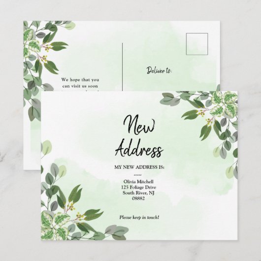 Elegant Eucalyptus Greenery Briefkaart (Voorkant / Achterkant)