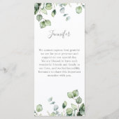 Elegant eucalyptus greenery bruiloft bedankt menu (Achterkant)