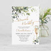 Elegant Eucalyptus Greenery Brunch & Bubble Kaart (Staand voorkant)