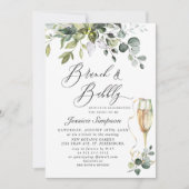 Elegant Eucalyptus Greenery Brunch & Bubble PHOTO Kaart (Voorkant)