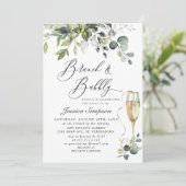 Elegant Eucalyptus Greenery Brunch & Bubble PHOTO Kaart (Staand voorkant)