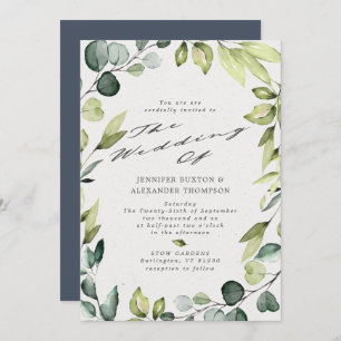 Elegant Eucalyptus Greenery Calligraphy Wedding Kaart