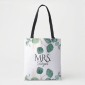 Elegant Eucalyptus Greenery Custom Name Bride Tote Bag (Voorkant)
