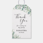Elegant Eucalyptus Greenery Dank u noemt Manuscrip Cadeaulabel (Voorkant)
