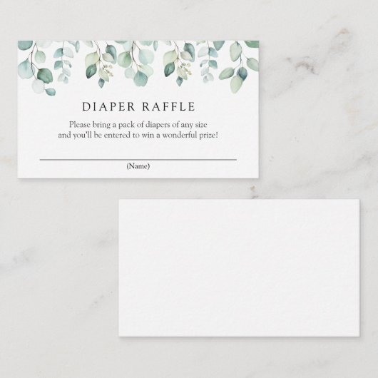 Elegant Eucalyptus Greenery Diaper Raffle  Informatiekaartje (Voorkant / Achterkant)