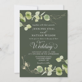 Elegant Eucalyptus Greenery Double-Sided Wedding Kaart