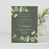 Elegant Eucalyptus Greenery Double-Sided Wedding Kaart (Staand voorkant)