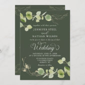 Elegant Eucalyptus Greenery Double-Sided Wedding Kaart (Voorkant / Achterkant)