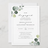 Elegant Eucalyptus Greenery Engagement Party Kaart (Voorkant)
