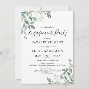 Elegant Eucalyptus Greenery Engagement Party Kaart