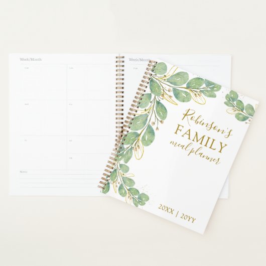 Elegant Eucalyptus Greenery Family Meal Planner (Display)
