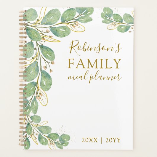Elegant Eucalyptus Greenery Family Meal Planner (Voorkant)