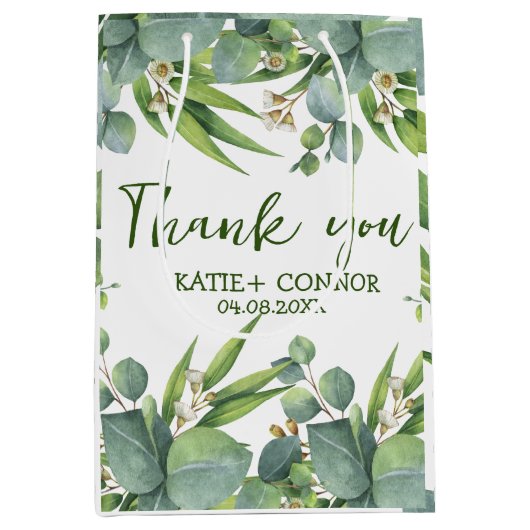 Elegant Eucalyptus Greenery Favor Dank je Medium Cadeauzakje (Voorkant)