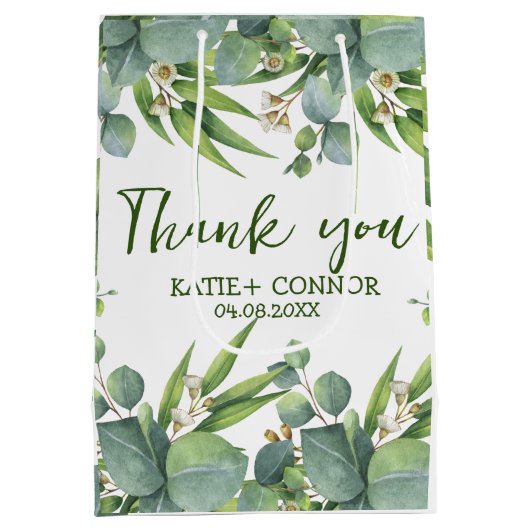 Elegant Eucalyptus Greenery Favor Dank je Medium Cadeauzakje (Achterkant)