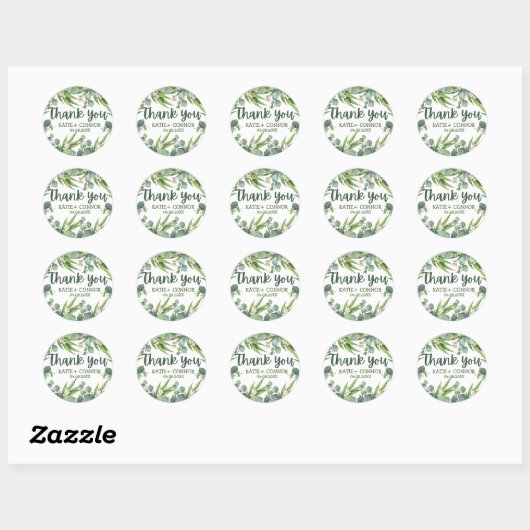 Elegant Eucalyptus Greenery Favor Dank je Ronde Sticker (Vel)