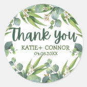 Elegant Eucalyptus Greenery Favor Dank je Ronde Sticker (Voorkant)
