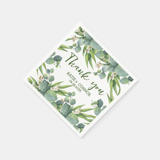 Elegant Eucalyptus Greenery Favor Dank je Servet (Hoek)