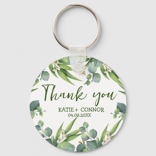 Elegant Eucalyptus Greenery Favor Dank je Sleutelhanger (Voorkant)