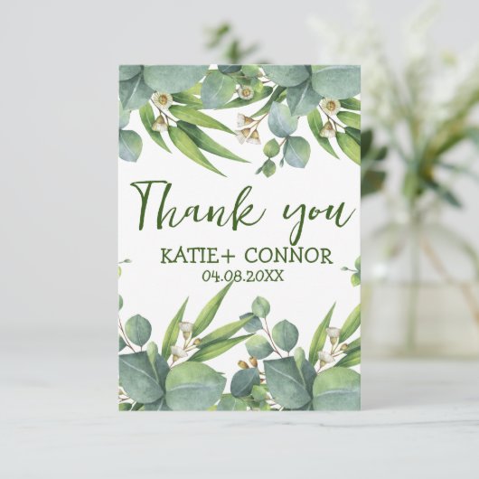 Elegant Eucalyptus Greenery Favor Hartelijk dank Bedankkaart (Staand voorkant)