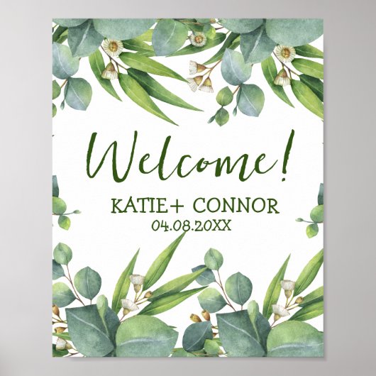 Elegant Eucalyptus Greenery Favor Welcome Guest Poster (Voorkant)