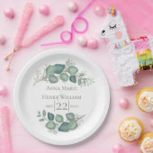 Elegant Eucalyptus Greenery Foliage Leaves Papieren Bordje (Feest)