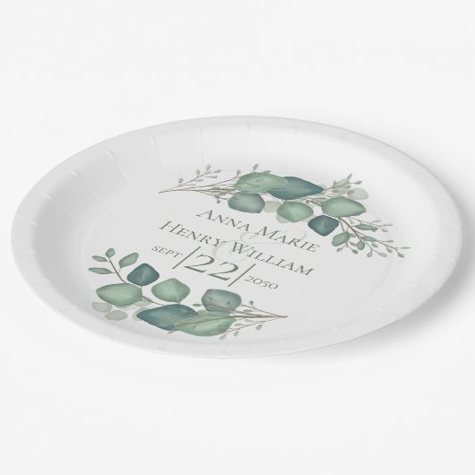 Elegant Eucalyptus Greenery Foliage Leaves Papieren Bordje (Gekanteld)