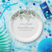 Elegant Eucalyptus Greenery Foliage Leaves Papieren Bordje (Feest)