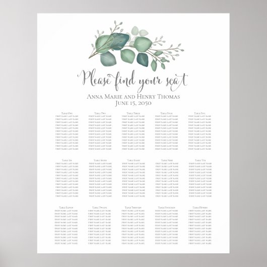 Elegant Eucalyptus Greenery Foliage Leaves Poster (Voorkant)