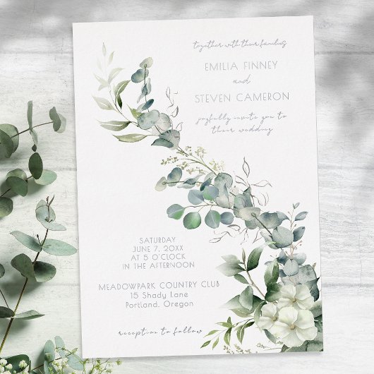 Elegant Eucalyptus Greenery Folie Uitnodiging