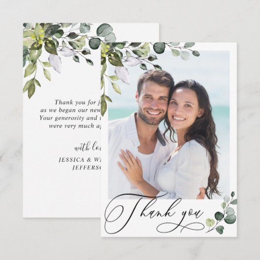 Elegant Eucalyptus Greenery FOTO Hartelijk dank Bedankkaart (Voorkant / Achterkant)