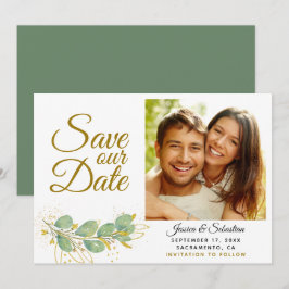 Elegant Eucalyptus Greenery Foto Weddenschap Save The Date
