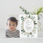 Elegant Eucalyptus Greenery Garden 1e verjaardag Bedankkaart (Staand voorkant)