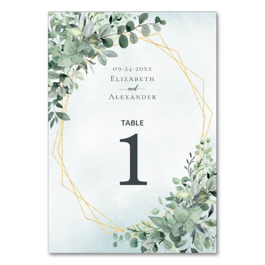 Elegant Eucalyptus Greenery Geometric Wedding Kaart (Voorkant)