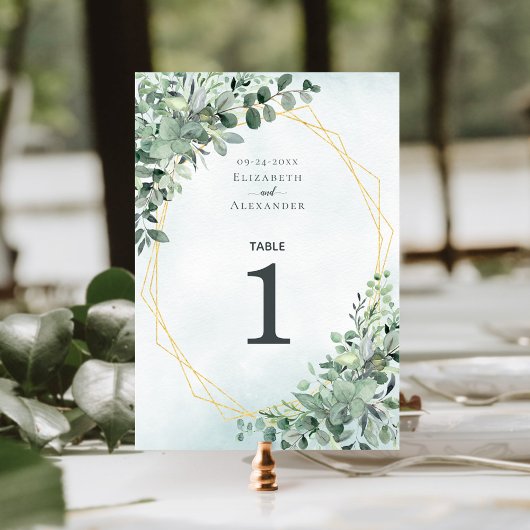 Elegant Eucalyptus Greenery Geometric Wedding Kaart