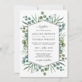 Elegant Eucalyptus Greenery Geometric Wedding Kaart (Voorkant)