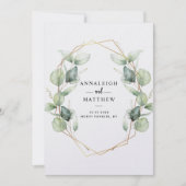 Elegant Eucalyptus Greenery Geometric Wedding Kaart (Voorkant)