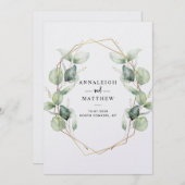 Elegant Eucalyptus Greenery Geometric Wedding Kaart (Voorkant / Achterkant)