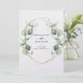 Elegant Eucalyptus Greenery Geometric Wedding Kaart (Staand voorkant)